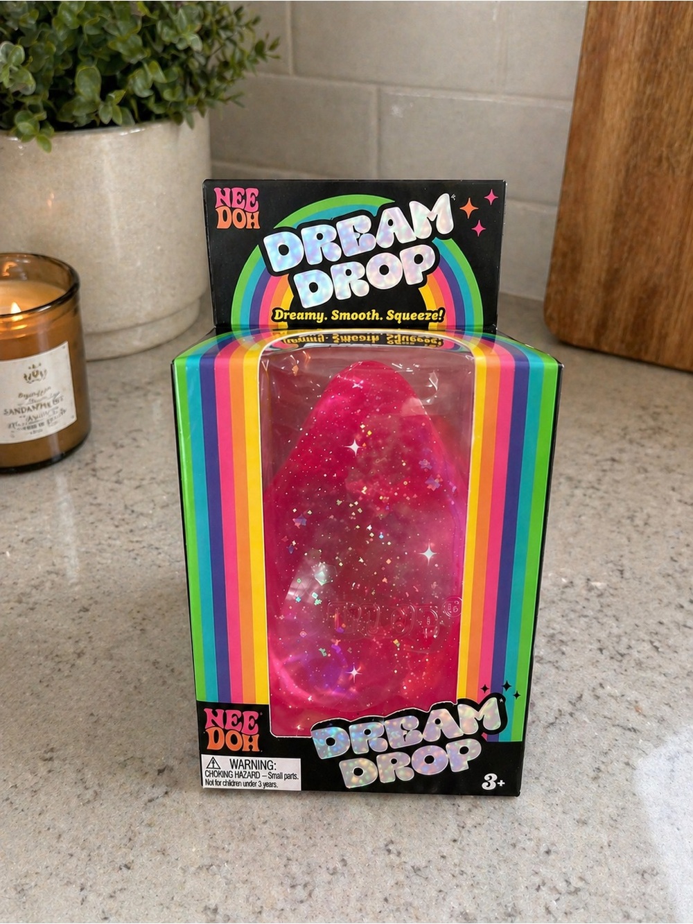 NeeDoh Dream Drop Squishy Toy - Hot Pink Glitter